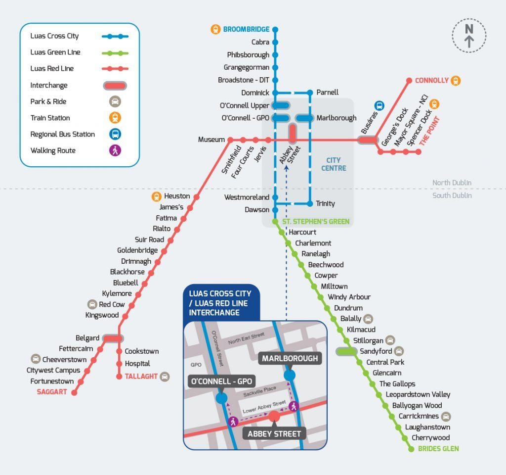 Luas ક્રોસ શહેર માર્ગ નકશો